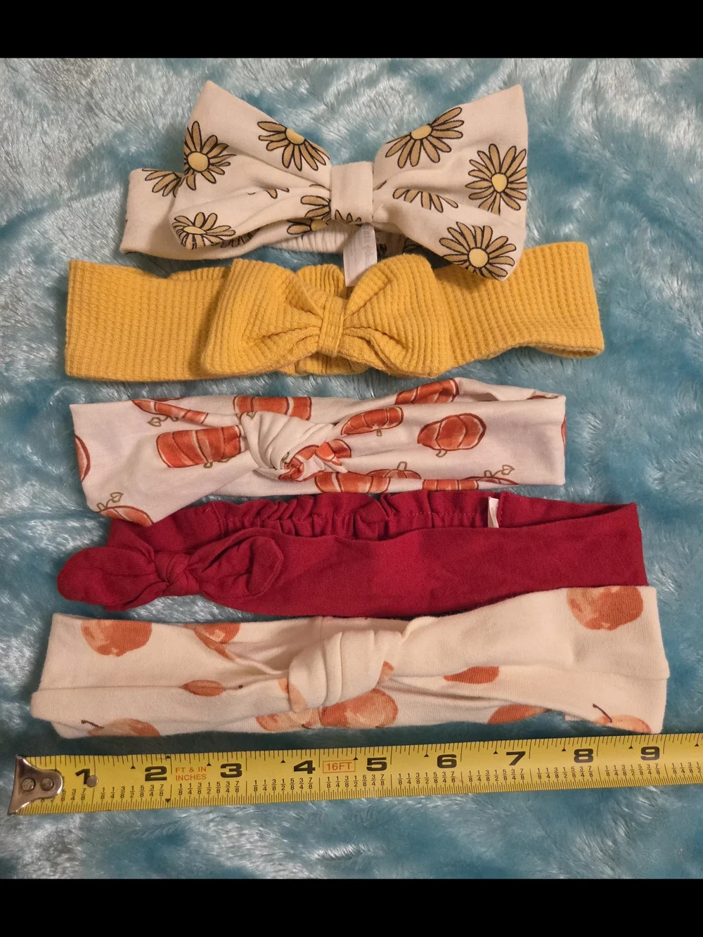 Infant Floral & Fruit Pattern Headband Set - Yellow, Orange, and Cream